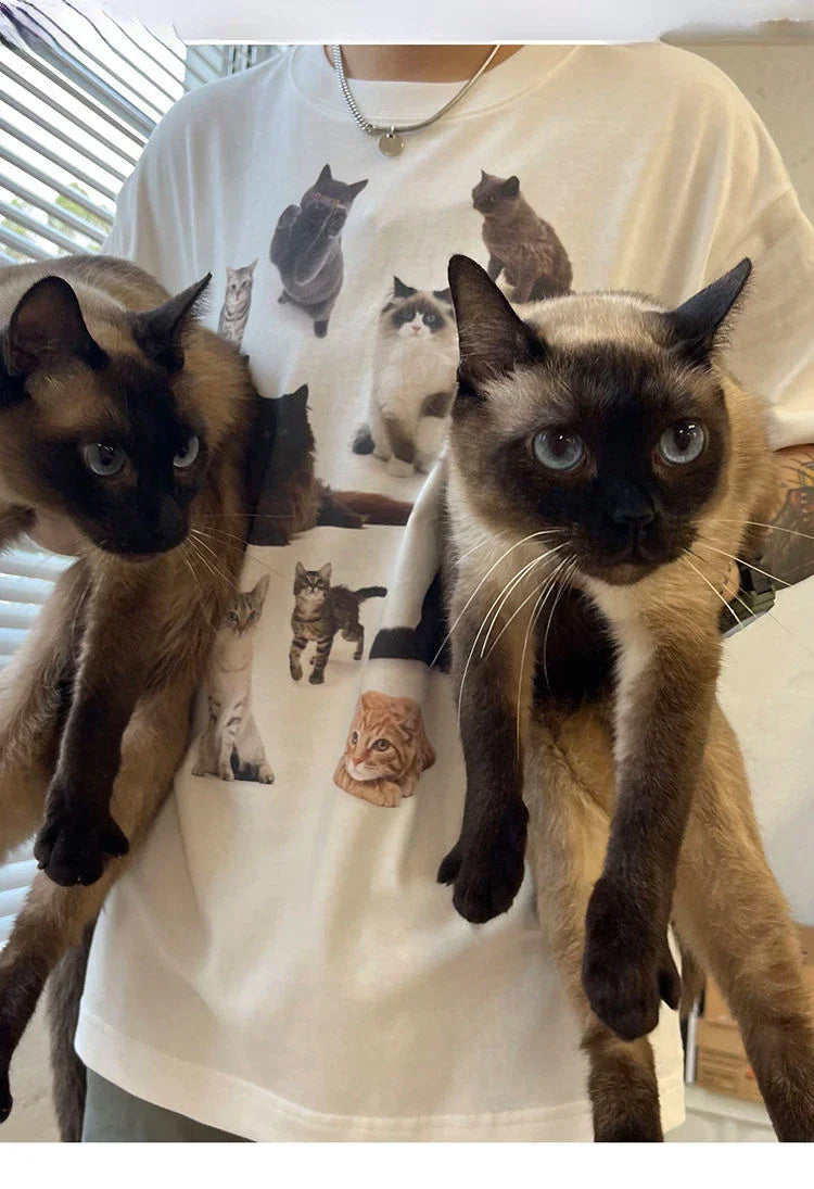 Y2k Cat Party Casual T-shirt