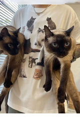 Y2k Cat Party Casual T-shirt
