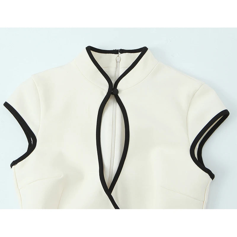 White Cheongsam Inspired Mini Dress