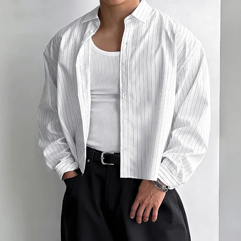 Boxy Fit Korean Style Stripped White Shirt