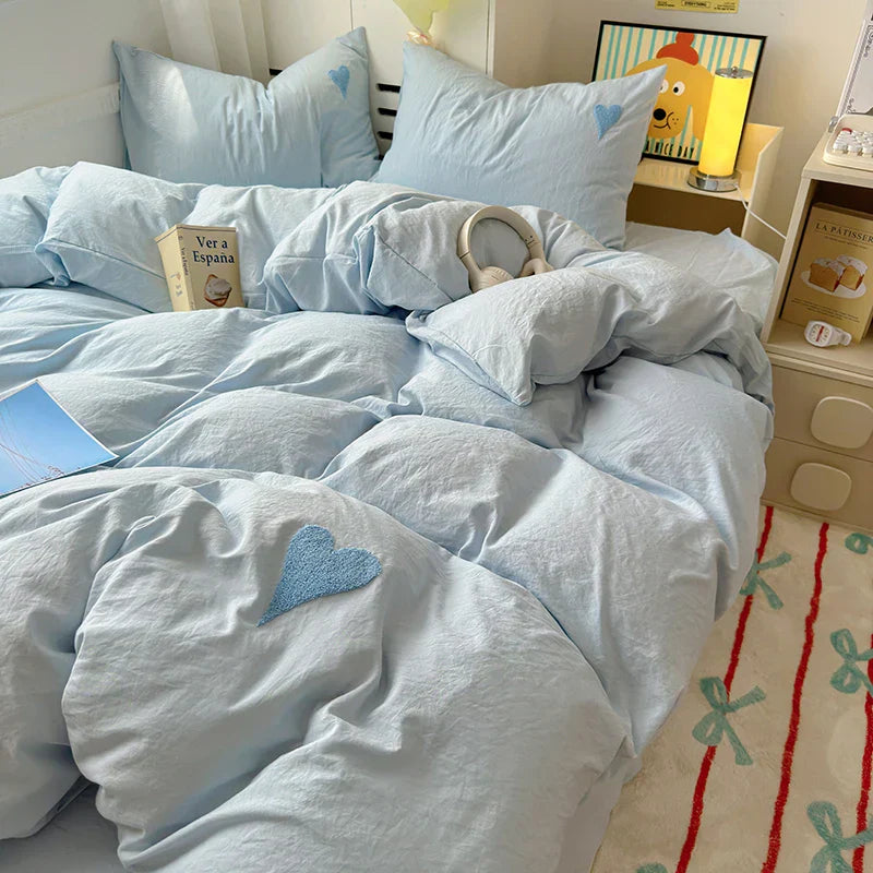 Blue Heart Bedding Set