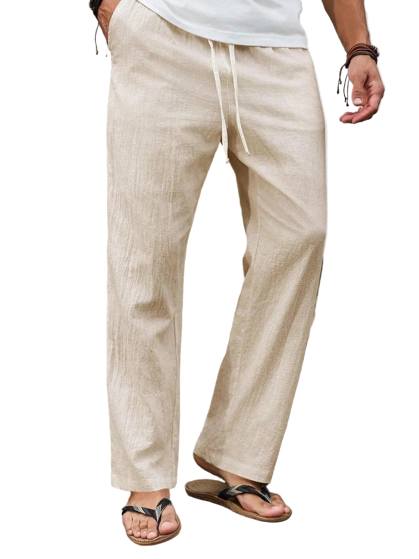 Linen Straight-Cut Leisure Pants