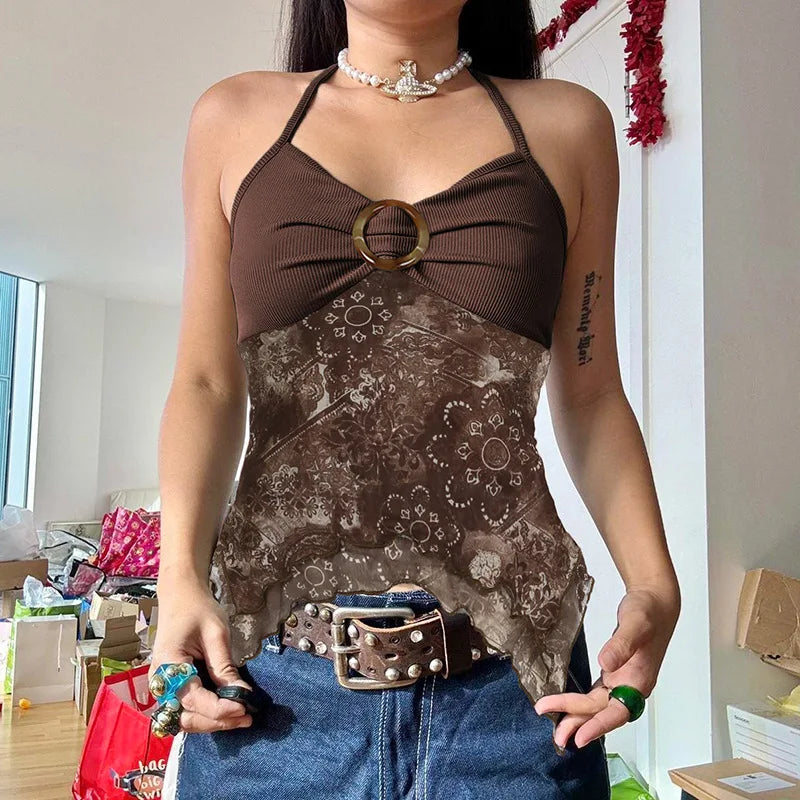 Fairy Grunge Floral Halter Top