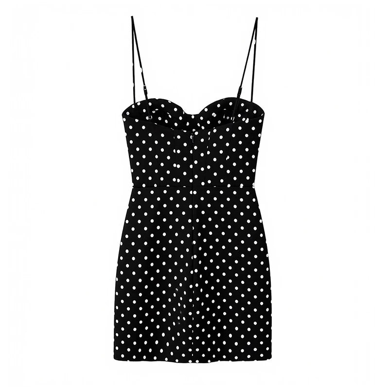 Polka Dot Sweetheart Neck Bodycon Mini Dress