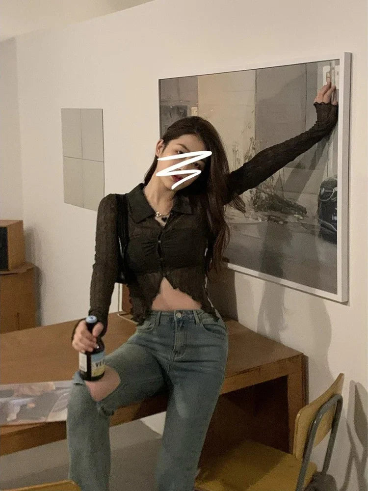 Y2K Sexy Hollow Irregular Blouse