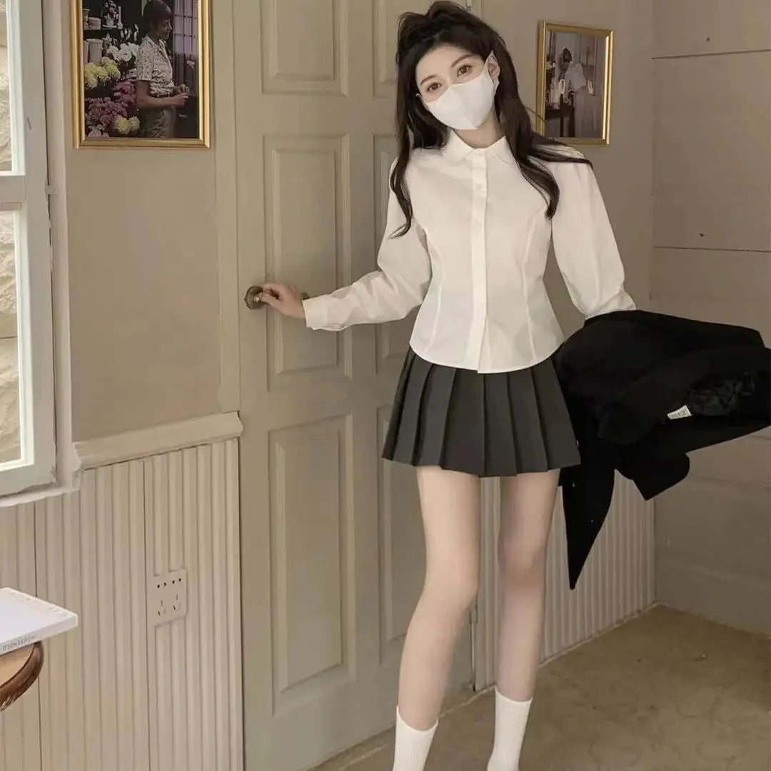 Camisa de manga larga coqueta con vendaje básico