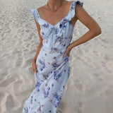 Y2K Vintage Floral Print Maxi Dress