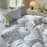 Pink Plaid Bowknot Bedding Set
