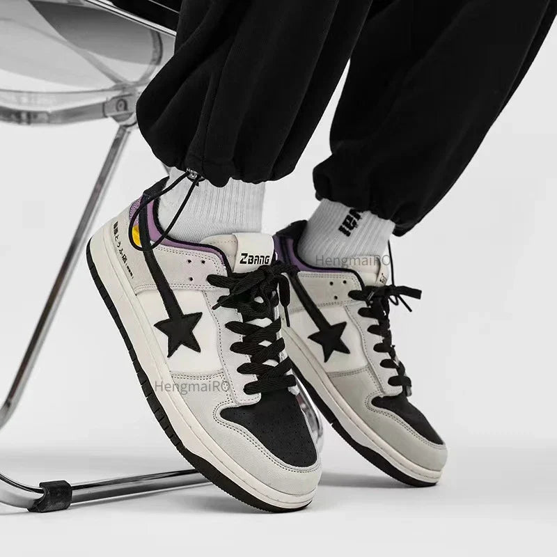School Retro Multicolor Star Sneakers for Couples