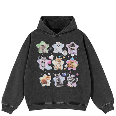Y2K Oversized Hip Hop Black Washed Hoodie