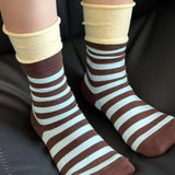 6 Pars Splicing Stripped Color Block Socks