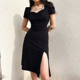 Femme Gothic Sexy Slim Black Dress