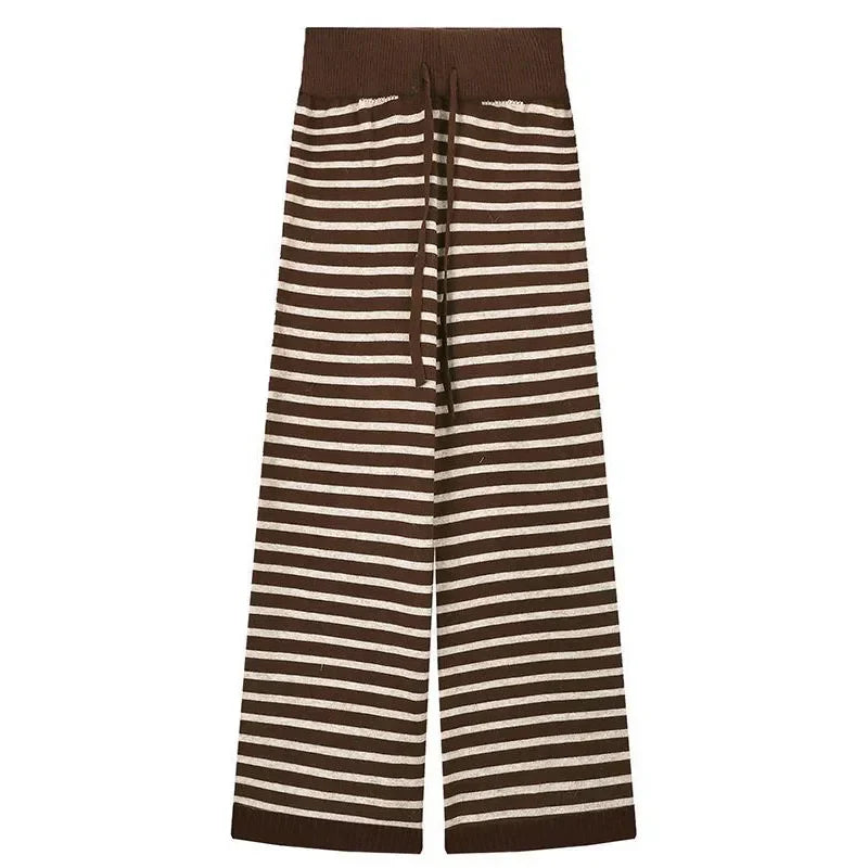 Contrast Stripped Wide Leg Pants