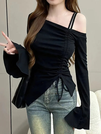 Long Sleeve Off-shoulder Top
