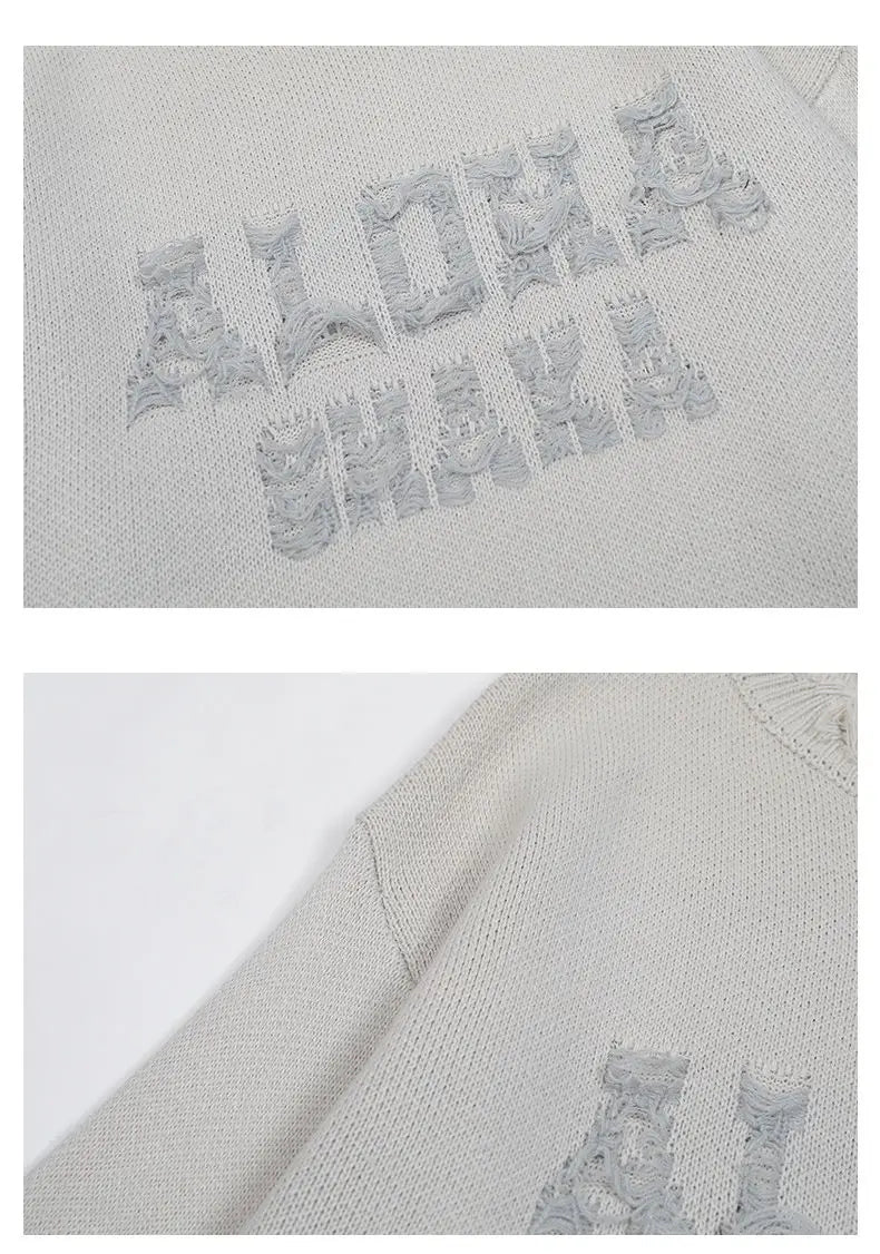 Vintage Loose Knitted Pullover Ripped Sweater