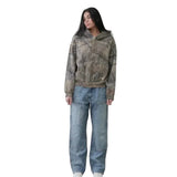 Oversized Camouflage Gothic Kapuzenjacke mit Reißverschluss