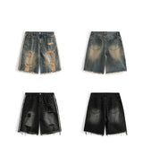 Trendy Ripped Patchwork Distressed Denim Jorts