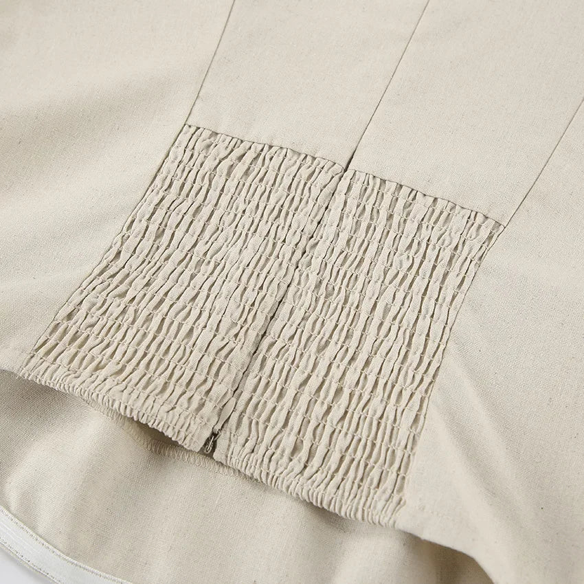 Maxivestido de lino sin tirantes y con cuello halter