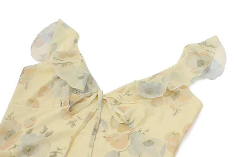 Y2K Vintage Floral Print Maxi Dress