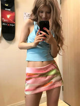 Pink Y2K Aesthetic Mini Skirt