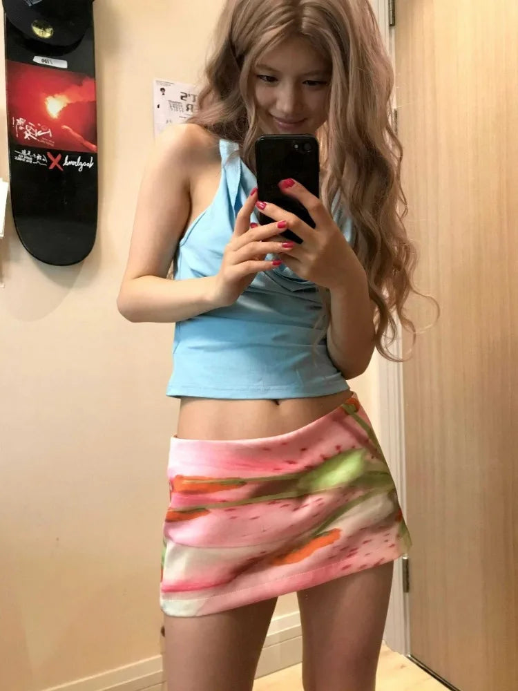 Pink Y2K Aesthetic Mini Skirt