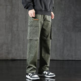 Faded Straight Leg Cargo Jeans