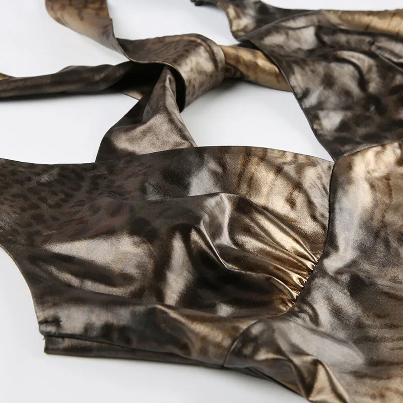 Baddie Leopard Backless Top