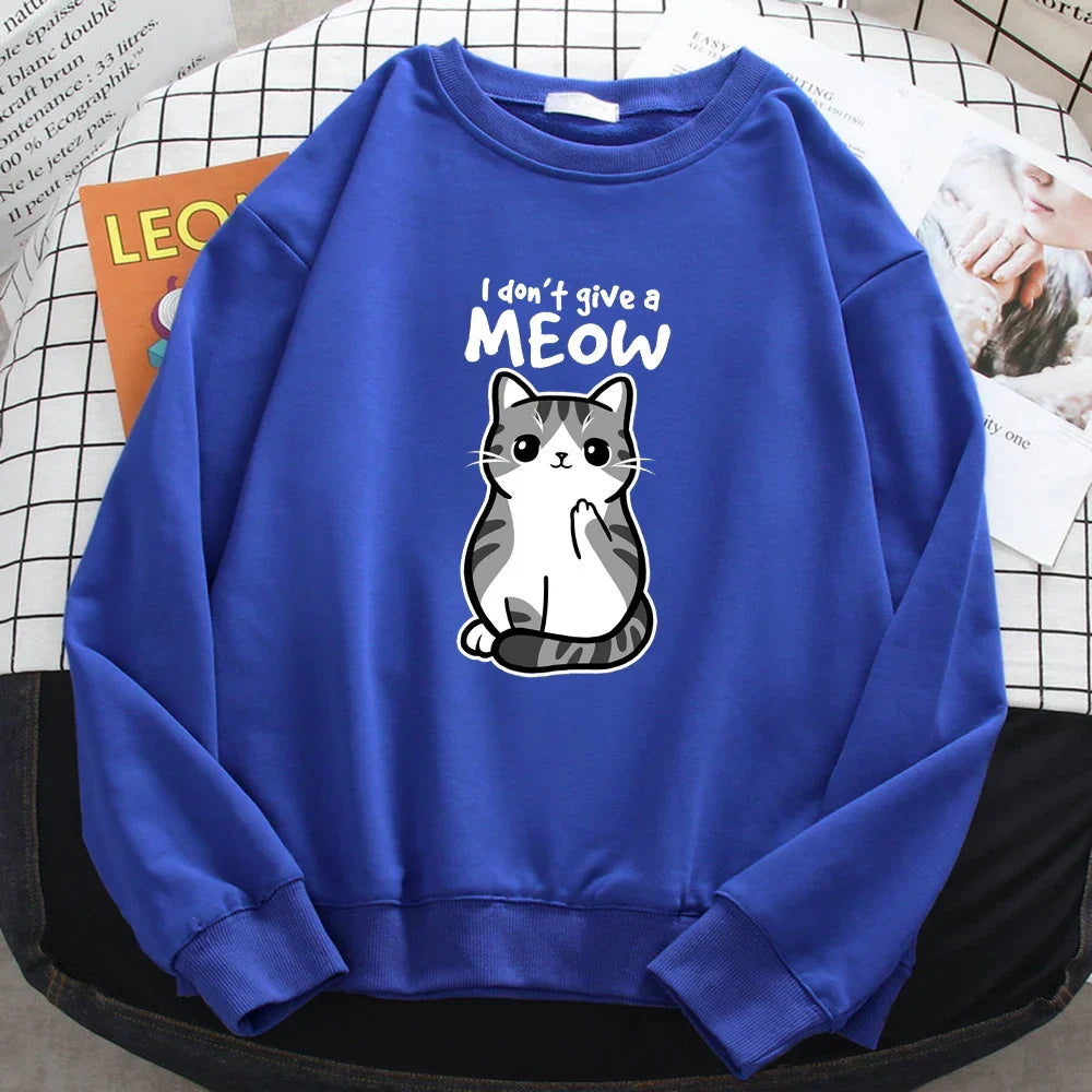 I Don't Give A Meow Cat Print Sweatshirt