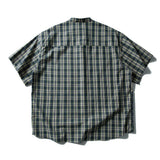 Plaid Stand Collar Cargo Shirt