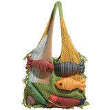 Bolso de playa de punto Boho hecho a mano con muñeca de pez bonito