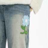 Vintage Flower Embroidered High Jeans