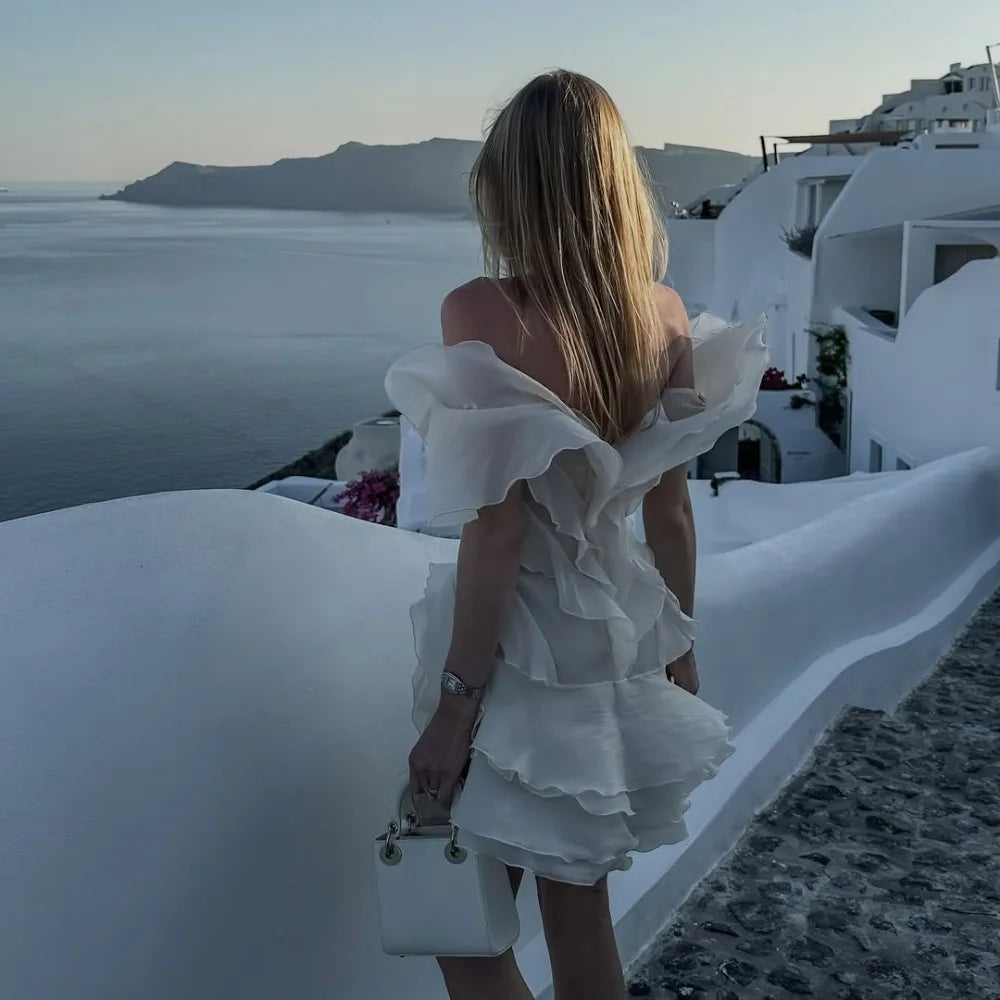 Asymmetric Ruffled Mini Dress
