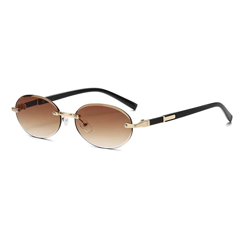 Luxury Oval Frame Metal Sunglasses