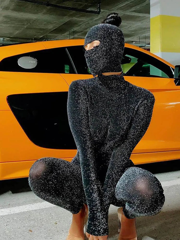 Black Long Sleeve Backless Romper Jumpsuit