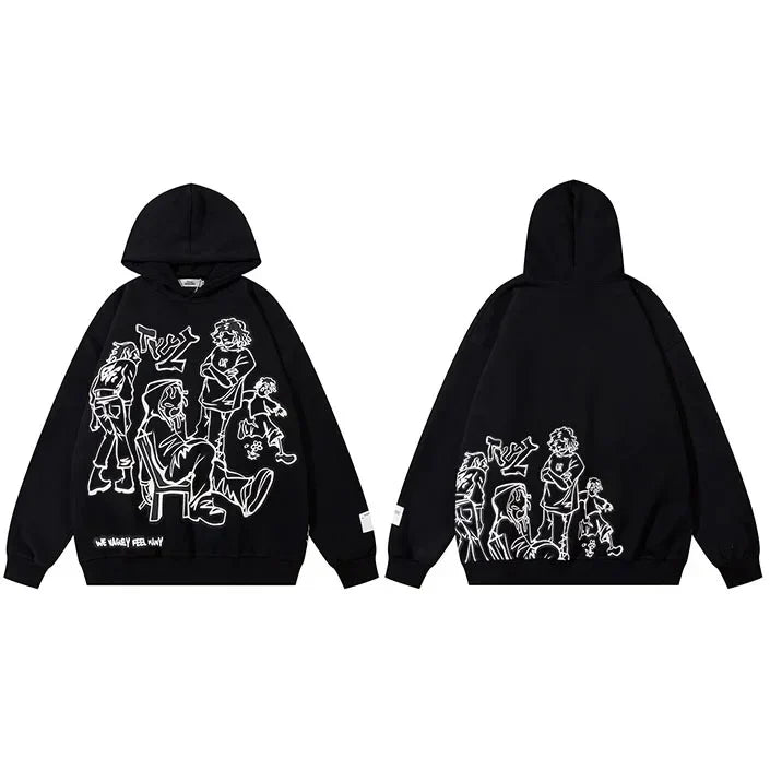 Youth Life Cartoon Print Hoodie