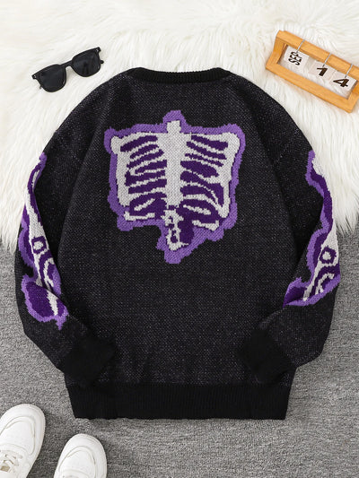 Weirdcore Skeleton Knitted Sweater