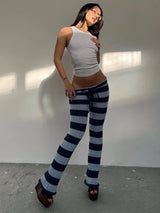 Elastic Striped Knitted Pants