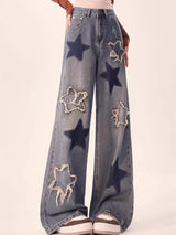 Vintage Star Embroidery Baggy Jeans