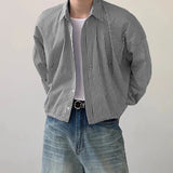 Striped Lapel Long Sleeve Shirt