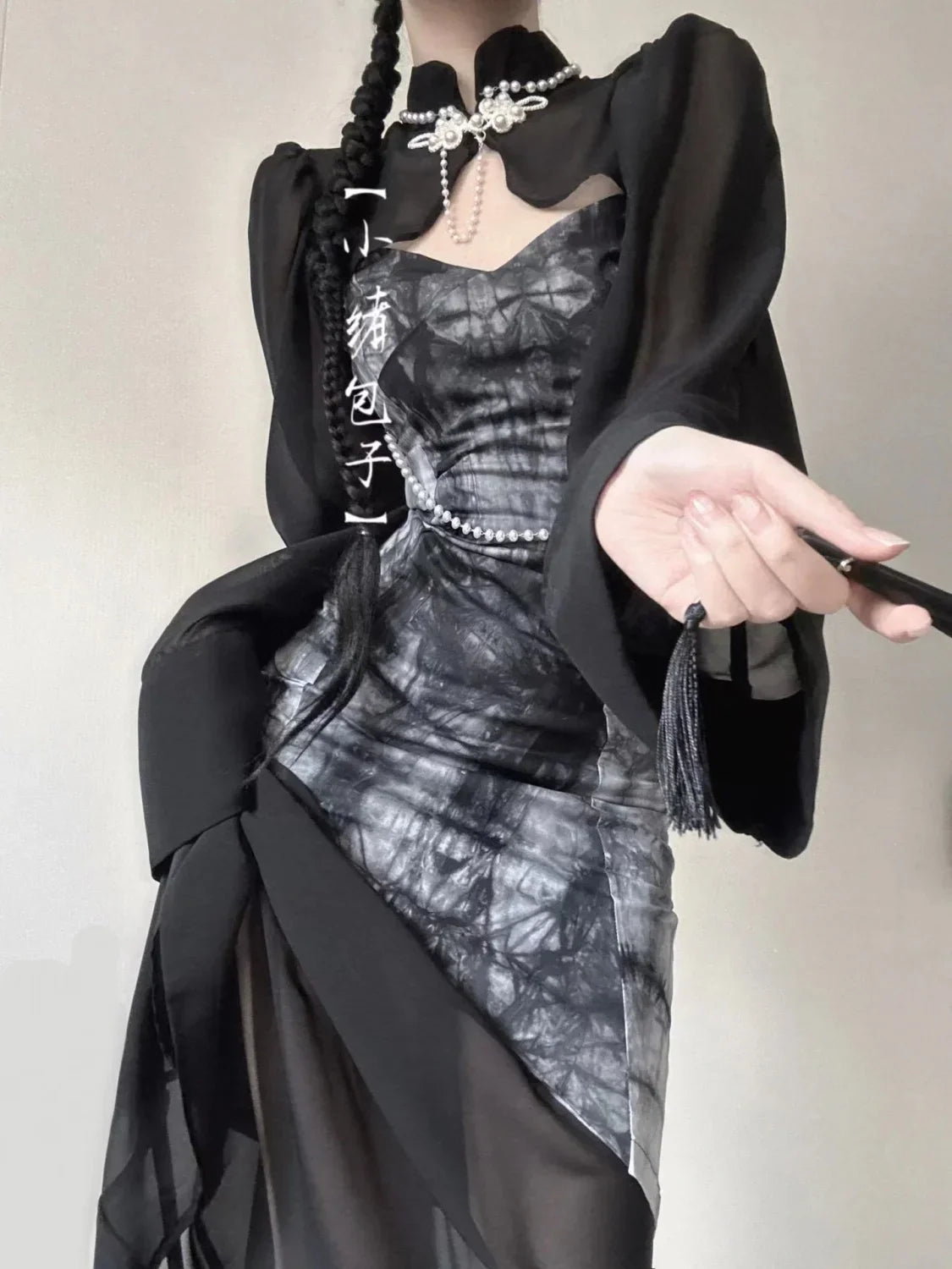 Gothic Wide Sleeve Midi Dress