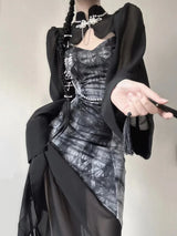Gothic Wide Sleeve Midi Dress