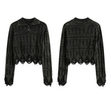 Knitted Ripped Cropped Sweater