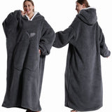 Extra Long Wearable Flannel Hooded Blanket