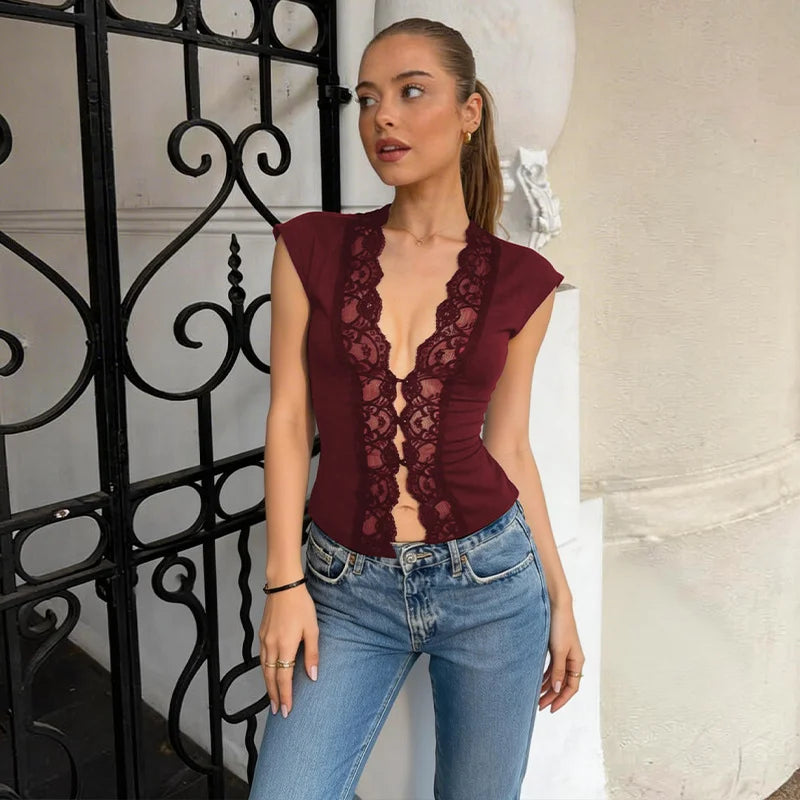 Y2K Baddie Lace Top