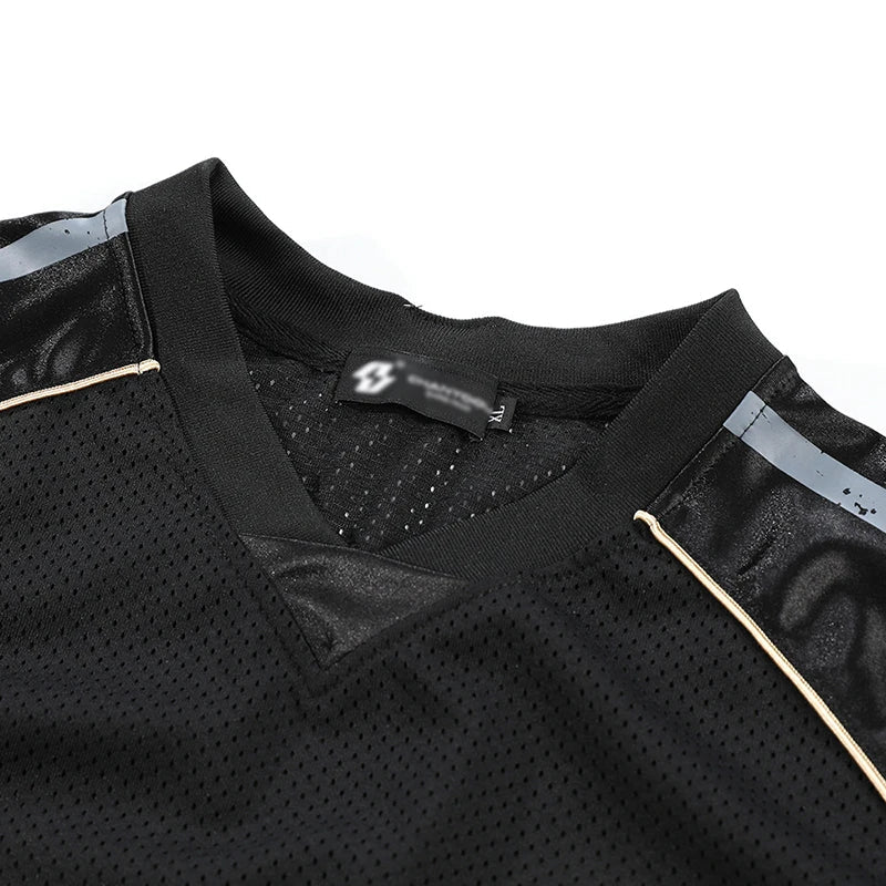 Breathable Spliced Letter Patchwork T-Shirt