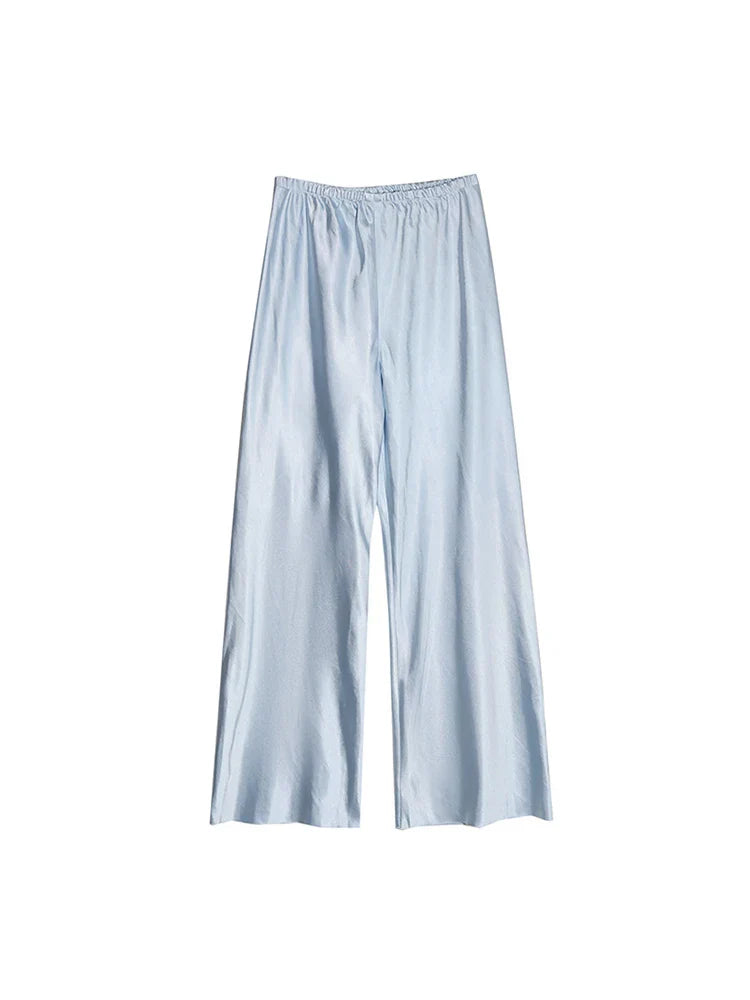 Elegante Satinhose mit weitem Bein