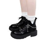 Chain Solid Color Women's  Motorcycle Shoes