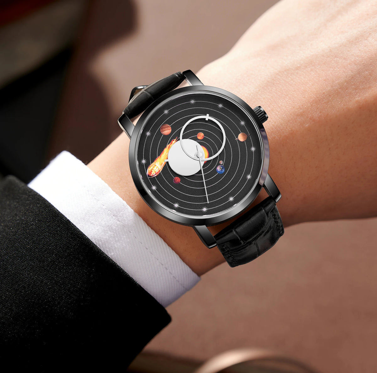 Galaxy Theme Dial Leather Watch
