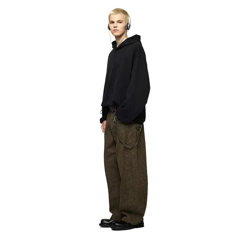 Vintage Leopard Print Straight-leg Pants