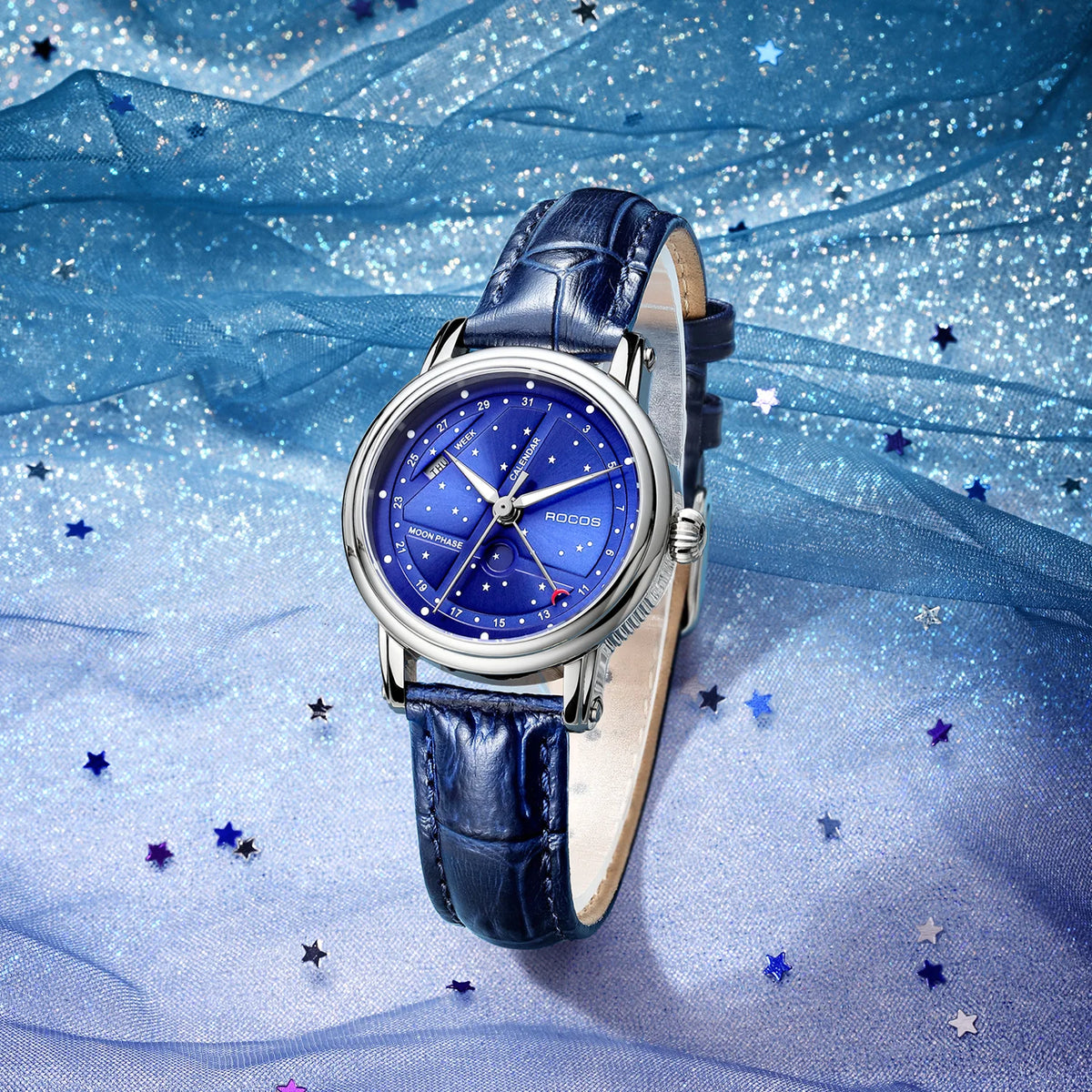 Starry Round Dial Elegant Wristwatch